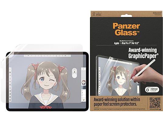PANZERGLASS Film de protection pour écran, Apple, iPad Pro 11.0 (2018), Verre balistique - Film de protection pour écran (Transparent)
