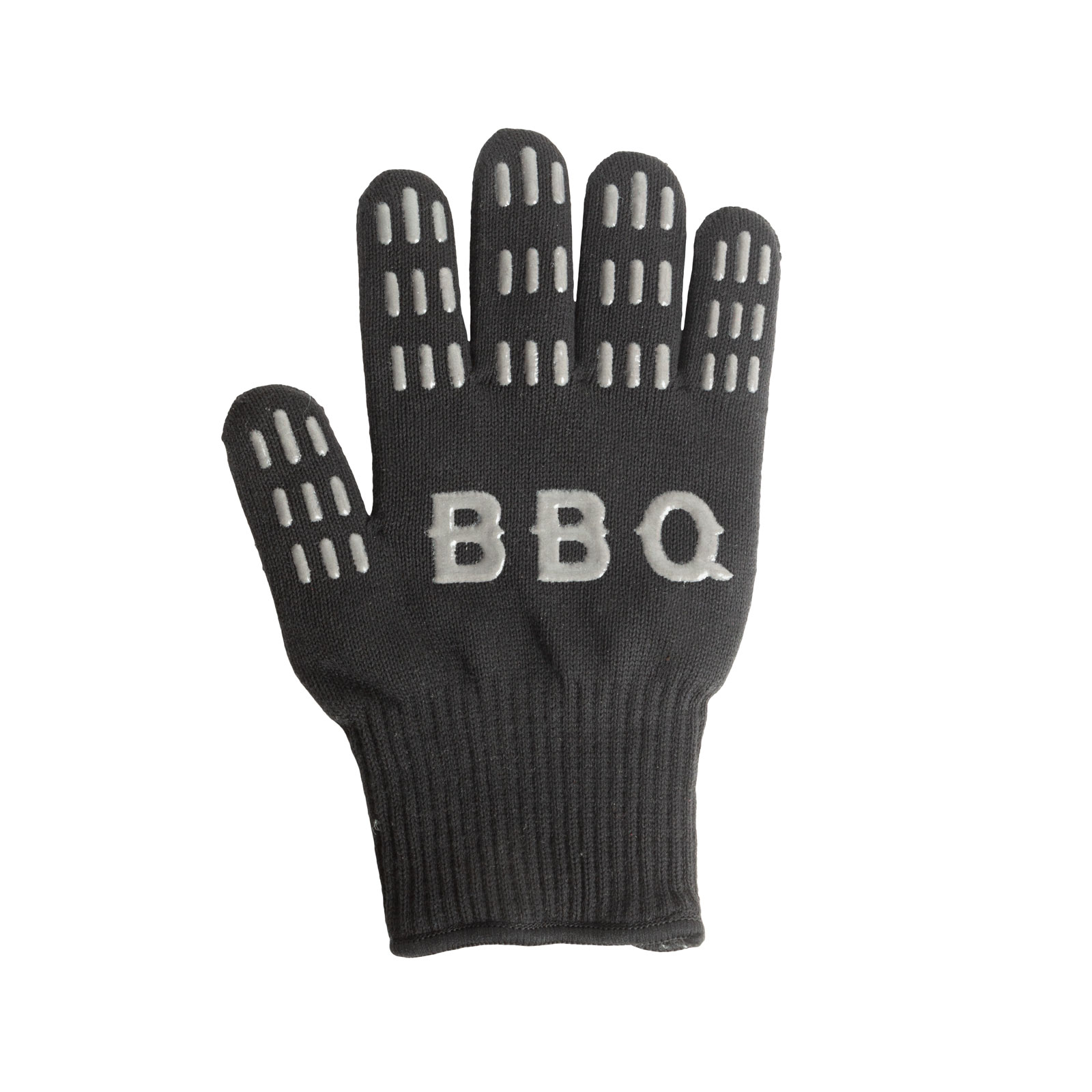 Fekete BBQ kesztyű fehér betűkkel a BBQ szóval.