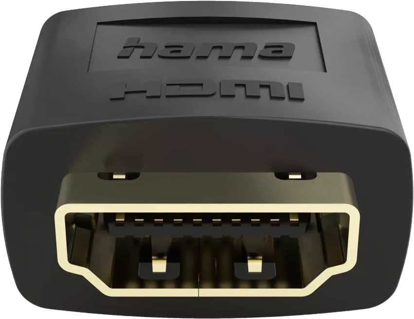 Fekete HDMI adapter, 'hama' és 'HDMI' felirattal a tetején.