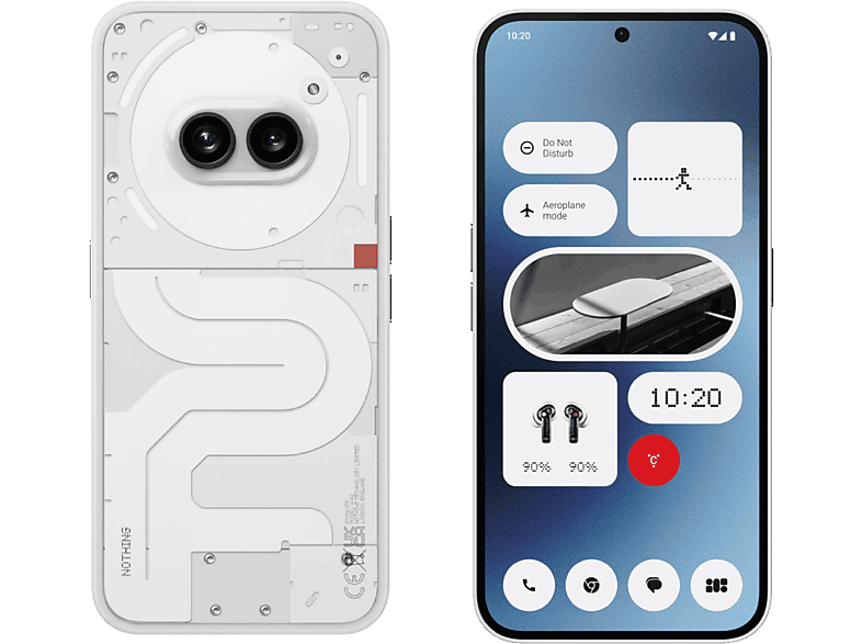 Móvil - Nothing Phone (2a), Blanco, 256GB, 12GB RAM, 6.7", MediaTek Dimensity 7200 Pro, 5000 mAh, Android