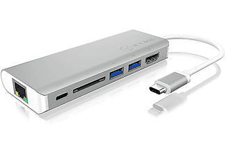 ICY BOX IB-DK4034-CPD - Combo USB Hub/Card Reader (Silber)