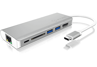 ICY BOX IB-DK4034-CPD - Hub USB/Lettore di schede combo (Argento)