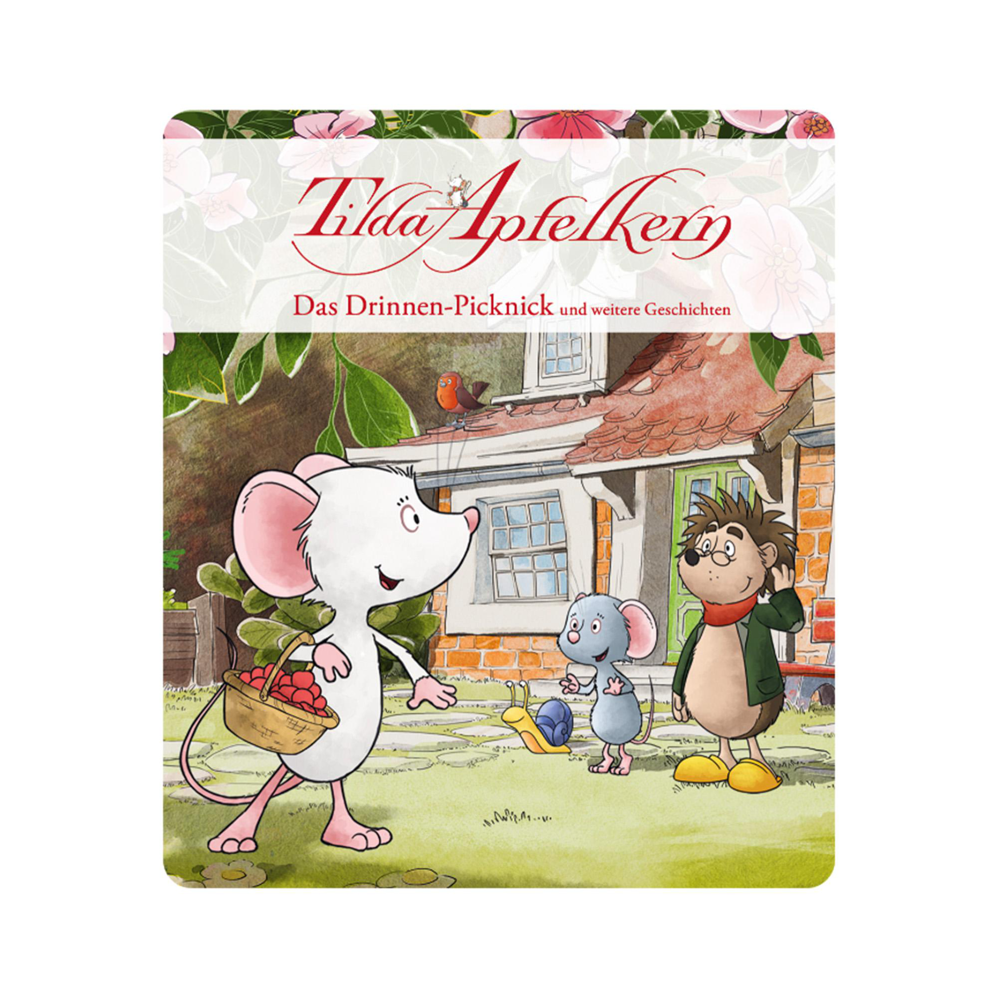 Ein Buchcover mit Zeichentrickfiguren und Blumen.
