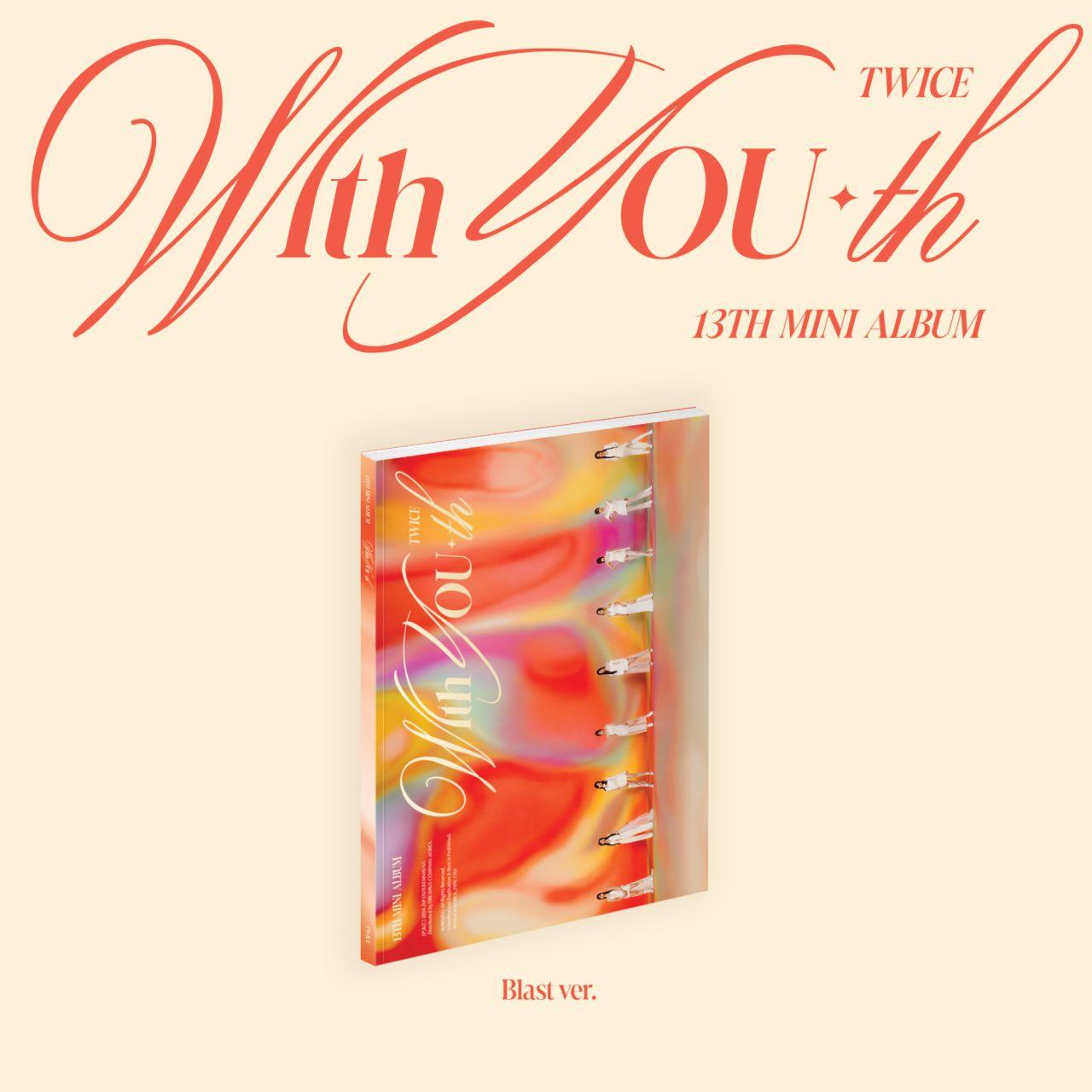 Albumcover mit rotem Text 'With Youth', Albumtitel und einem Buch auf hellem Hintergrund.