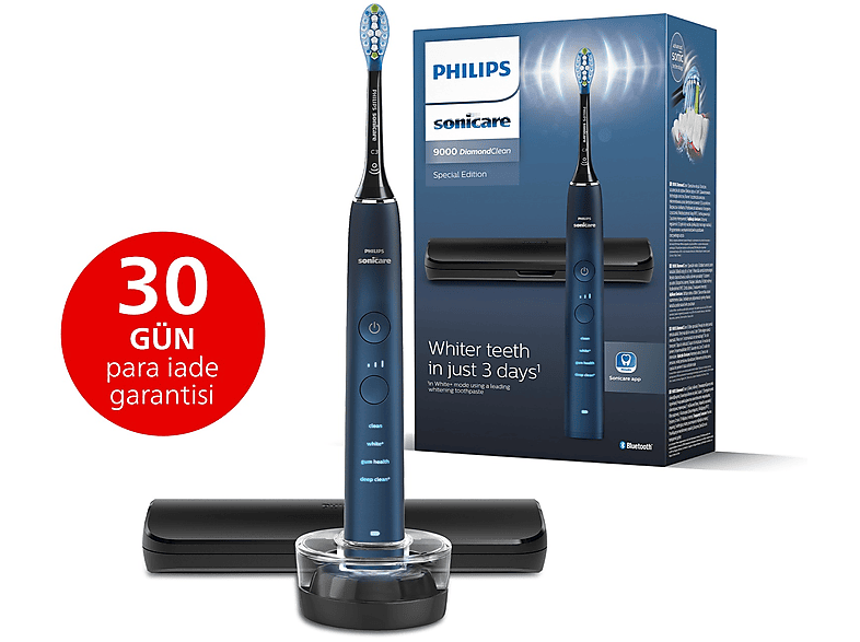 PHILIPS Sonicare Diamond Clean 9000 Şarjlı Diş Fırçası, Seyahat Kabı, Sonicare App - Siyah HX9911/88