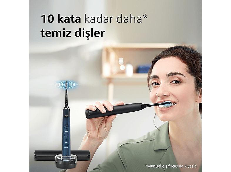 PHILIPS Sonicare Diamond Clean 9000 Şarjlı Diş Fırçası, Seyahat Kabı, Sonicare App - Siyah HX9911/88_3