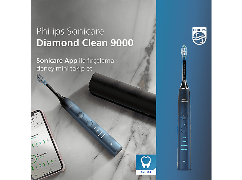 PHILIPS Sonicare Diamond Clean 9000 Şarjlı Diş Fırçası, Seyahat Kabı, Sonicare App - Siyah HX9911/88_6