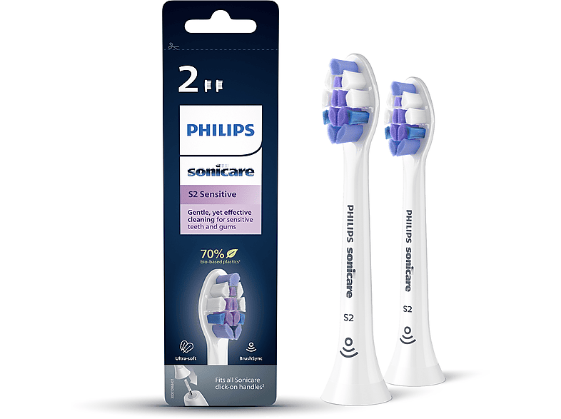 PHILIPS Sonicare Şarjlı Diş Fırçası 2'li Hassas Yedek Başlık - Beyaz HX6052/10