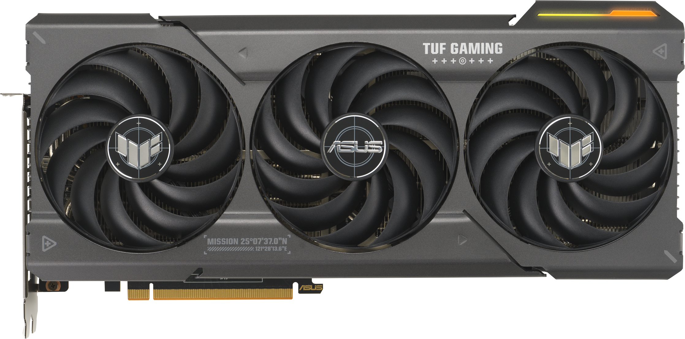 Grafikkarte mit drei Lüftern und dem ASUS TUF Gaming Logo.