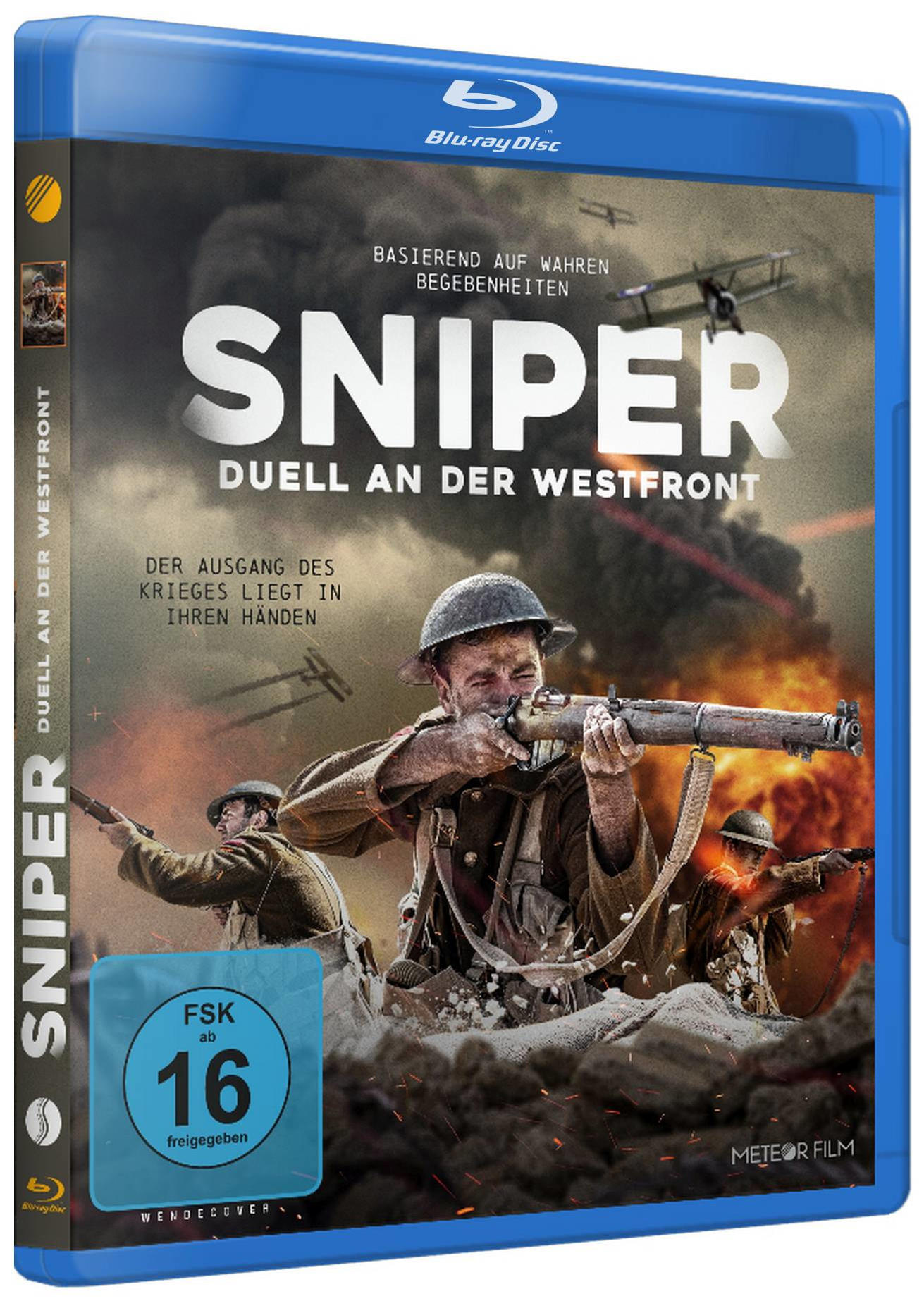 Blu-ray-Hülle eines Kriegsfilms, Soldaten schießen, Flugzeuge am Himmel. Titel: Sniper.