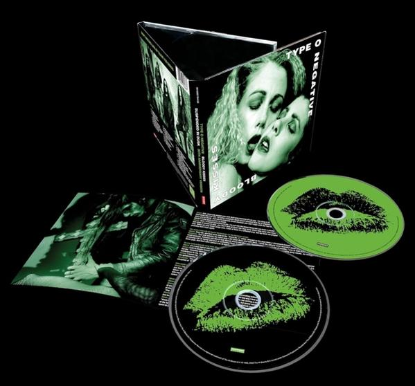 Type O Negative album borító. Ajkak rúzzsal, zöld hangsúlyokkal és szöveggel.