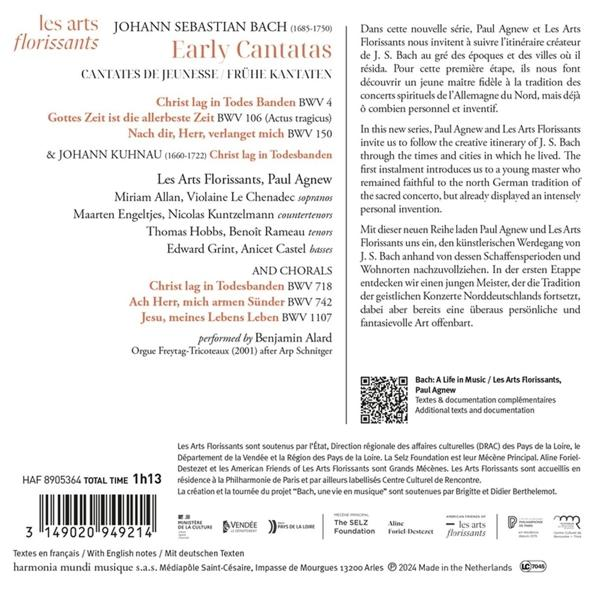 Text auf einer Seite: Les Arts Florissants, Johann Sebastian Bach, Frühe Kantaten.