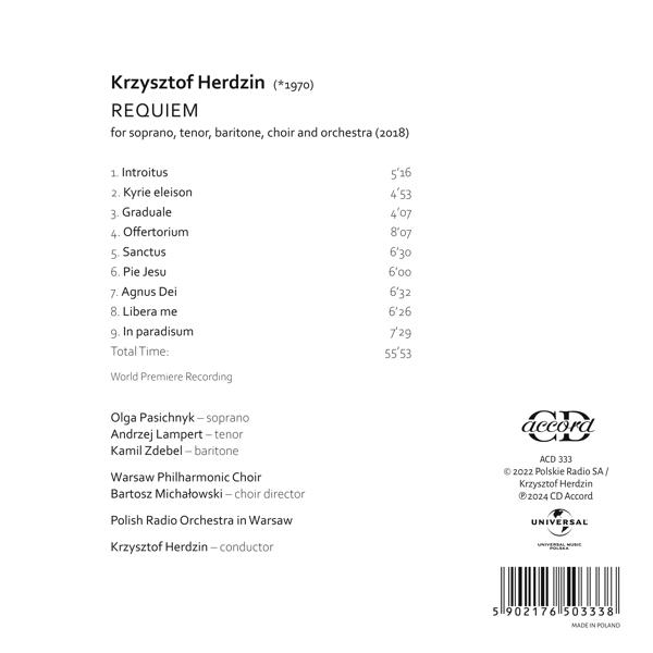 Albumcover mit Text und Noten, mit Titelliste und Credits.
