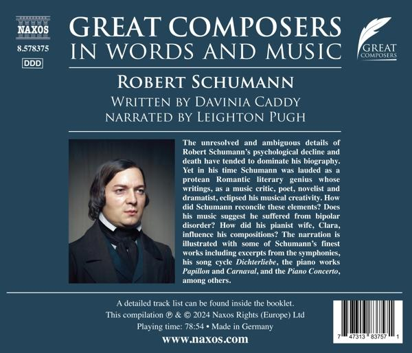 Albumcover mit Porträt von Robert Schumann, Text über sein Leben und Werk.