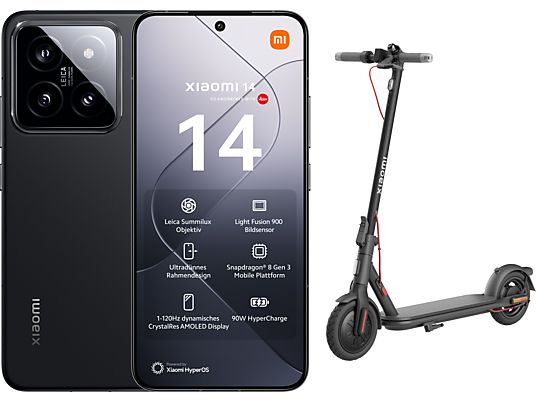 XIAOMI 14 + Electric Scooter 4 Lite Swiss Edition Bundle - Smartphone (6.36 ", 512 GB, Black)