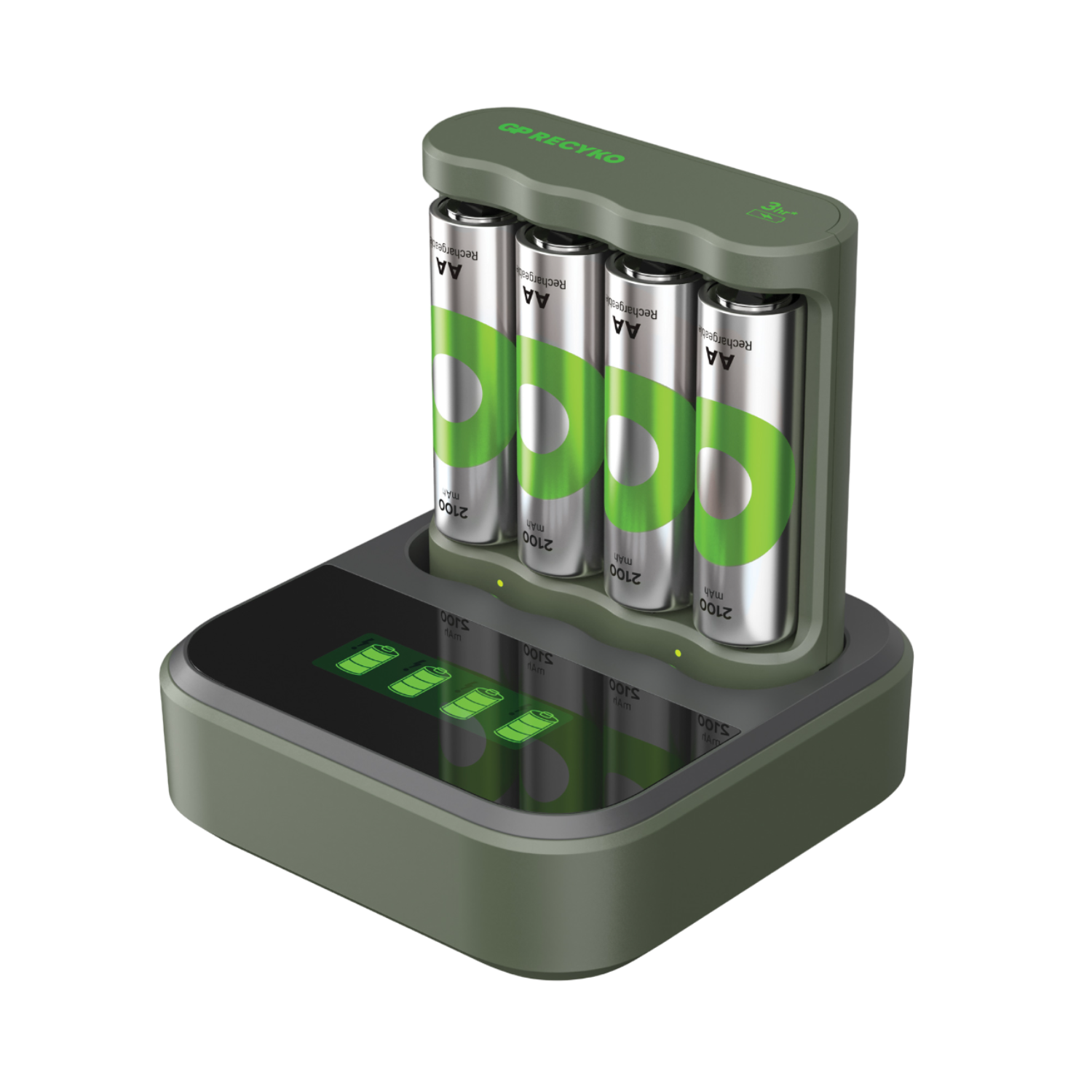 GP ReCyko Batterijlader - (USB) B421 4-slot incl. 4 x AA 2100 mAh + Docking - Oplaadbare batterijen - Batterij oplader