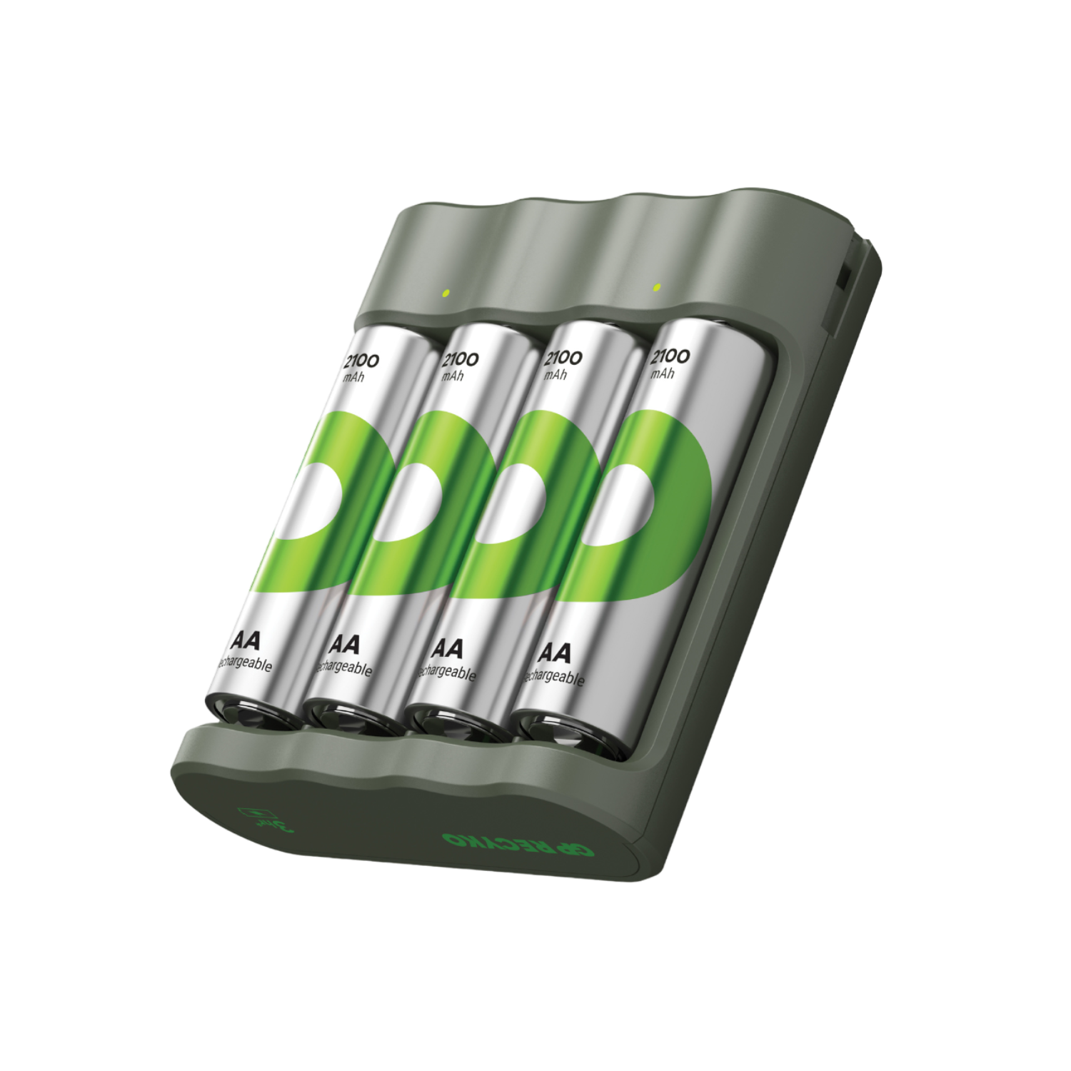 GP USB batterijlader + 4 x AA-batterijen 2100mAh NiMH