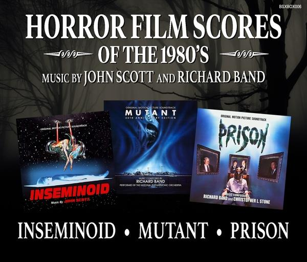 Albumcover für Horrorfilm-Soundtracks aus den 1980er Jahren. Enthält drei Albumcover mit unterschiedlichen Designs.