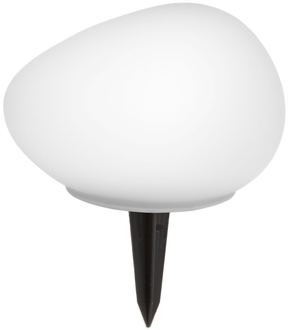 GARDEN OF EDEN Leszúrható szolár lámpa, kavics forma, matt üveg, 165 x 142 115 mm, melegfehér LED (11768)