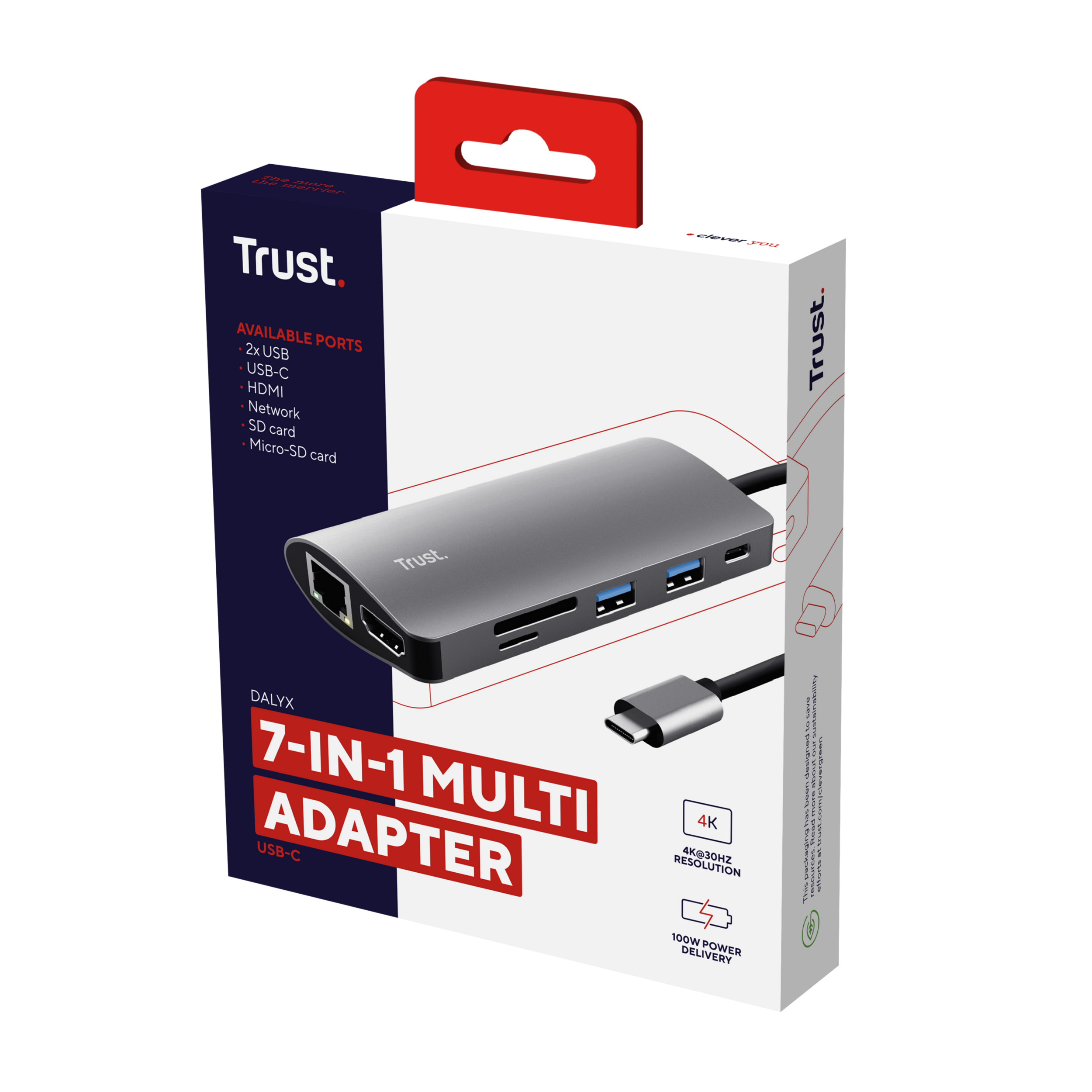 TRUST 23775 - Dockingstation + USB Hub (Grau)