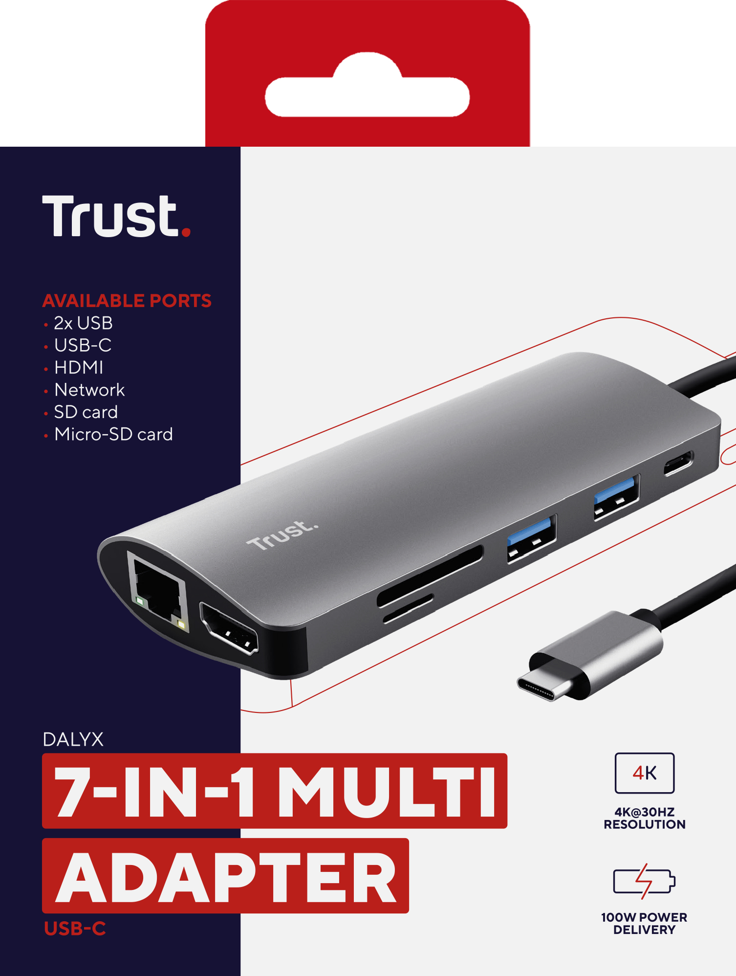 TRUST 23775 - Dockingstation + USB Hub (Grau)