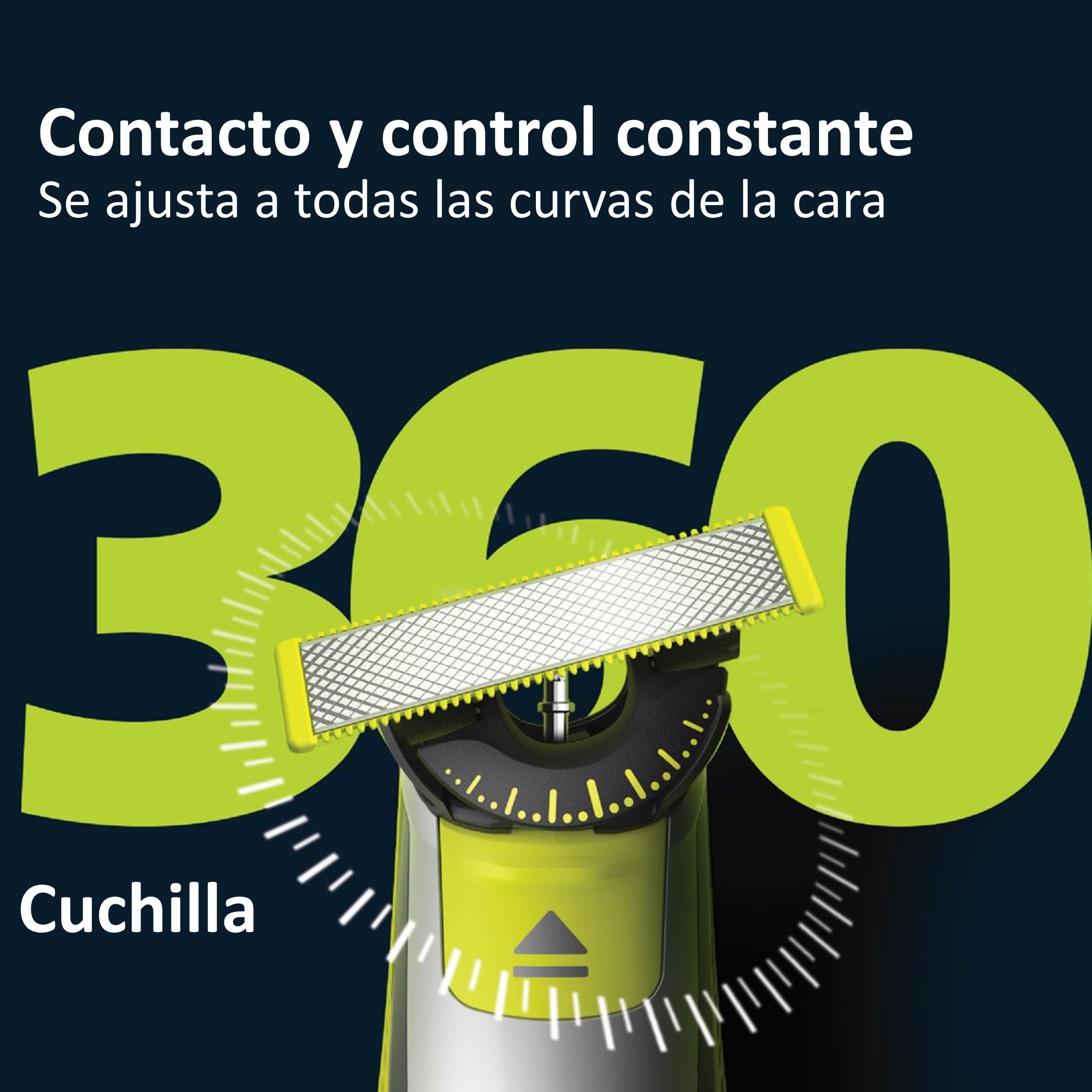 Afeitadora eléctrica con cuchilla amarilla y detalles verdes.