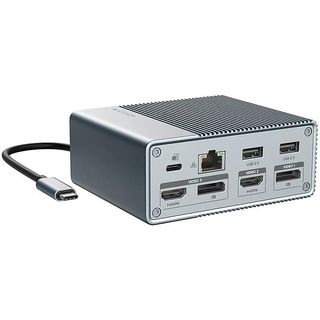 HYPER HDG212B-GL - Stazione di aggancio + Hub USB (Argento)