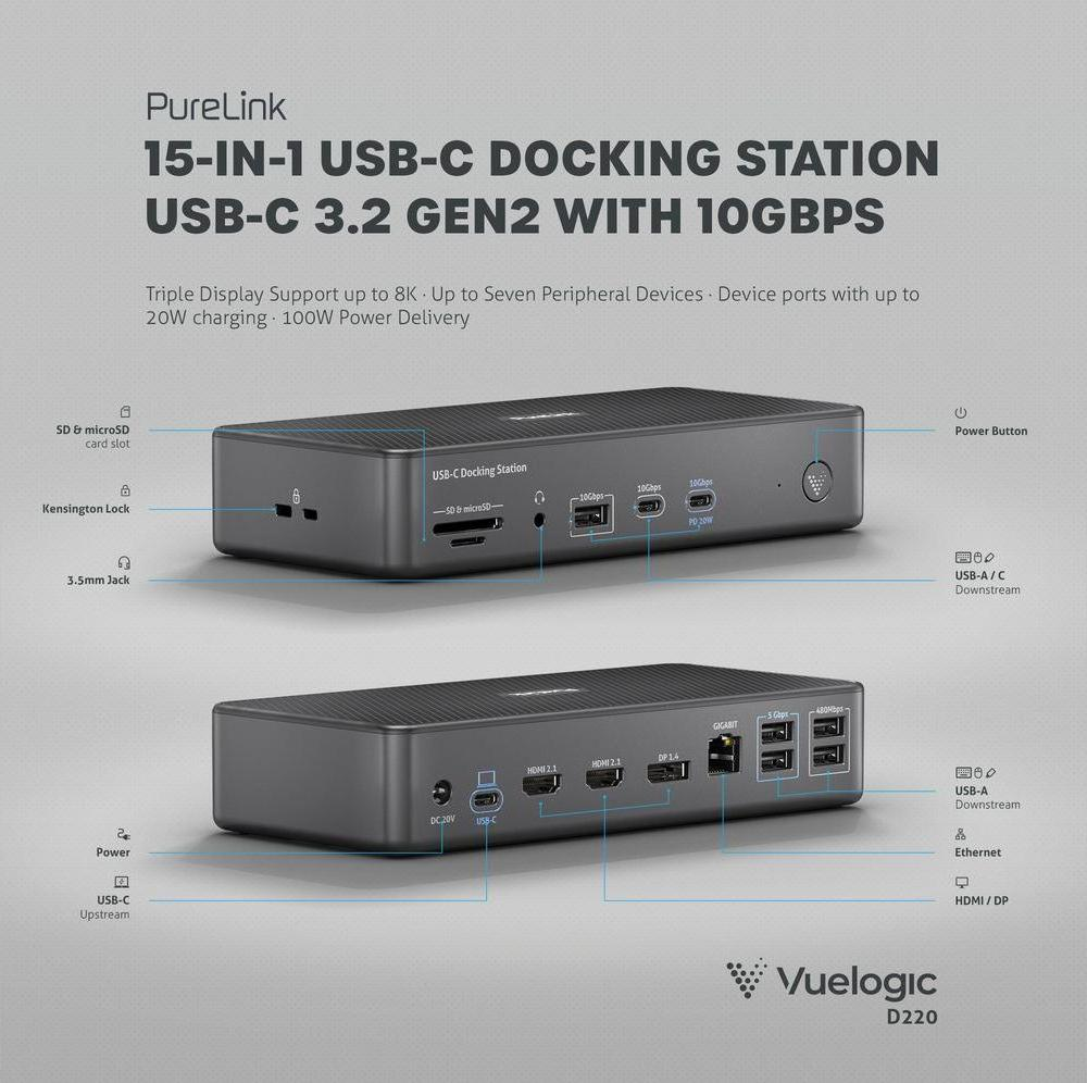 PURELINK VL-D220 - Dockingstation (Grau)