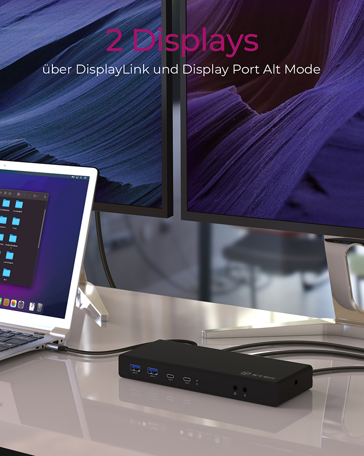 ICY BOX IB-DK2245AC - Dockingstation + USB Hub (Schwarz)