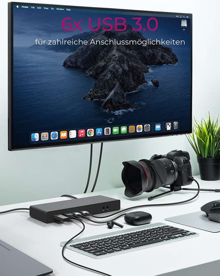 ICY BOX IB-DK2245AC - Dockingstation + USB Hub (Schwarz)