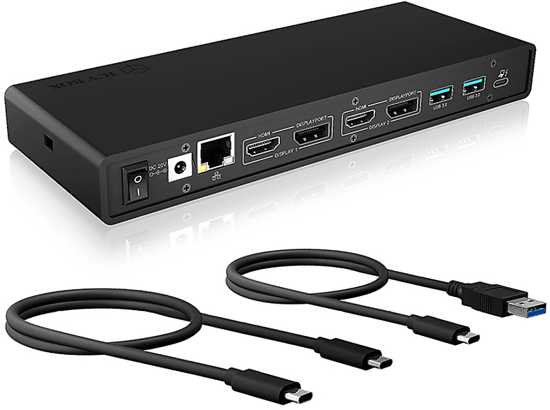 ICY BOX IB-DK2245AC - Dockingstation + USB Hub (Schwarz)