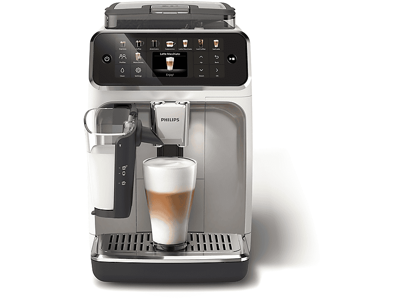PHILIPS EP5543/90 Serie 5500 LatteGo 19 Kaffeespezialitäten Kaffeevollautomat Weiß verchromt