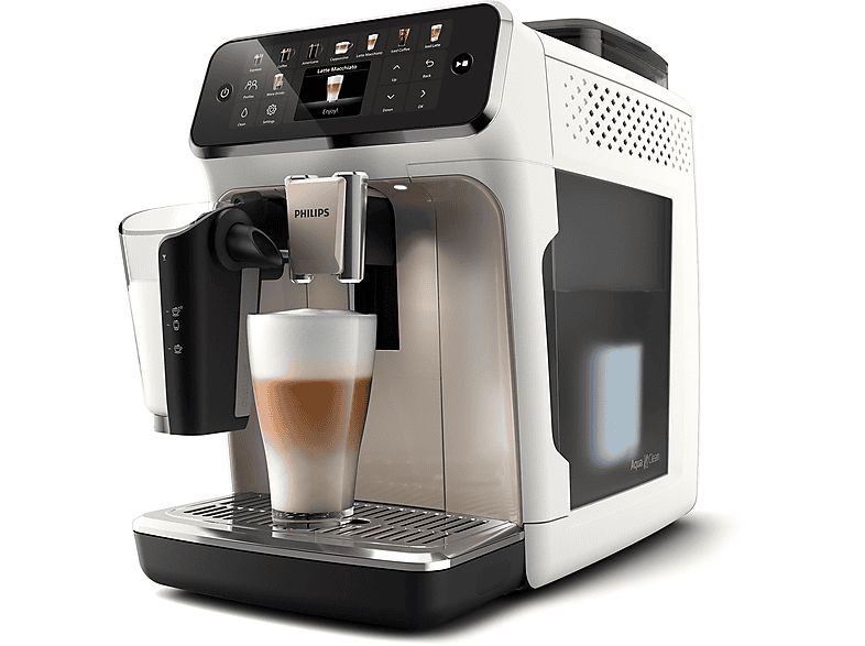 PHILIPS EP5543/90 Serie 5500 LatteGo 19 Kaffeespezialitäten Kaffeevollautomat Weiß verchromt