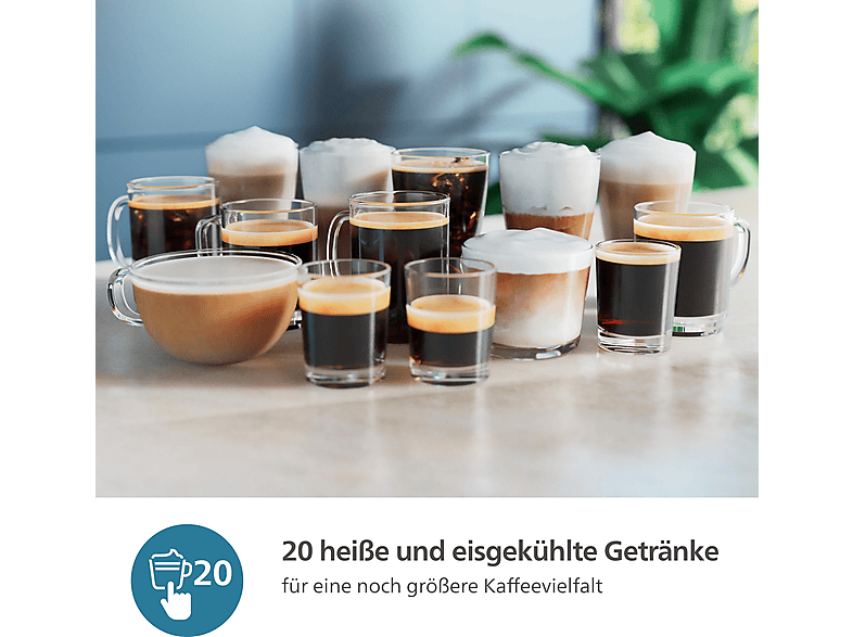 PHILIPS EP5543/90 Serie 5500 LatteGo 19 Kaffeespezialitäten Kaffeevollautomat Weiß verchromt