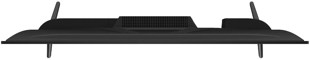 De onderaanzicht van een tv. De achterkant is zwart. De tv heeft twee antennes bovenop.