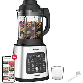 Batidora de vaso - Moulinex Perfectmix Cook LM835D, 1400 W, 2 L, 6 Cuchillas Powelix, Recetas Frías y Calientes, 10 programas, Táctil, Inox.