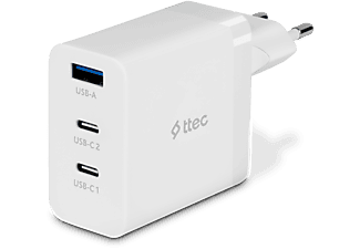 TTEC SmartCharger Trio GAN 65W PD 2 USB-C+USB-A Seyahat Hızlı Şarj Aleti Beyaz