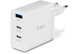 TTEC SmartCharger Trio GAN 65W PD 2 USB-C+USB-A Seyahat Hızlı Şarj Aleti Beyaz_0