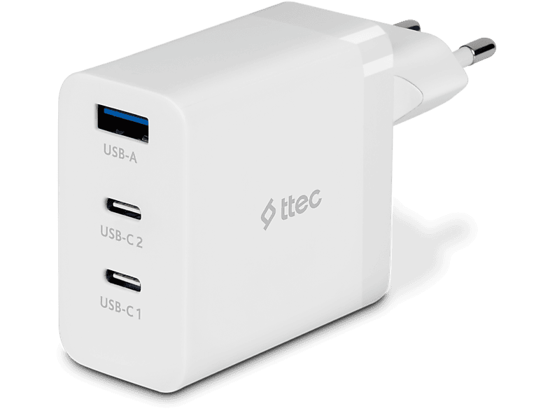 Ttec Smartcharger Trio Gan 65W Pd 2 Usb-C+Usb-A Seyahat Hızlı Şarj Aleti Beyaz - 1