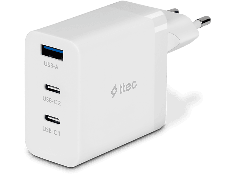 TTEC SmartCharger Trio GAN 65W PD 2 USB-C+USB-A Seyahat Hızlı Şarj Aleti Beyaz_0