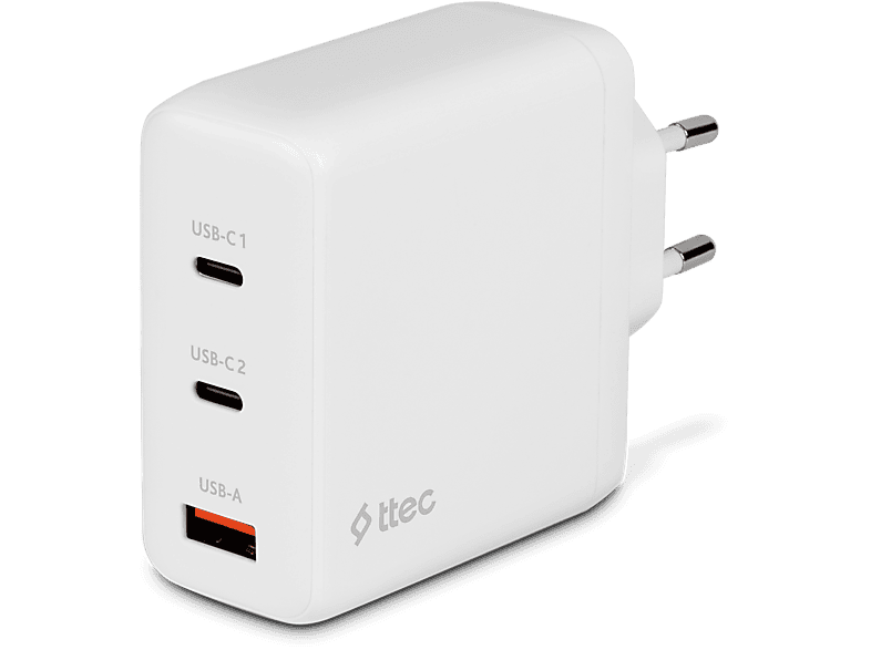 TTEC 2SCG04B  SmartCharger Trio GAN 120W PD Seyahat Hızlı Şarj Cihazı2 USB-C+USB-A Beyaz