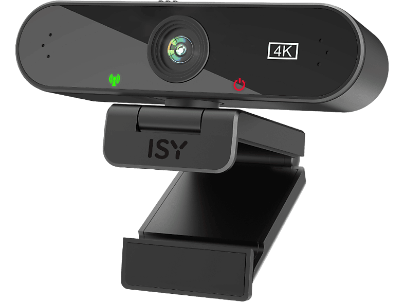 ISY IW-3000 Webcam, 4K, USB-A, 360° drehbar, Autofokus, Objektivabdeckung, Schwarz