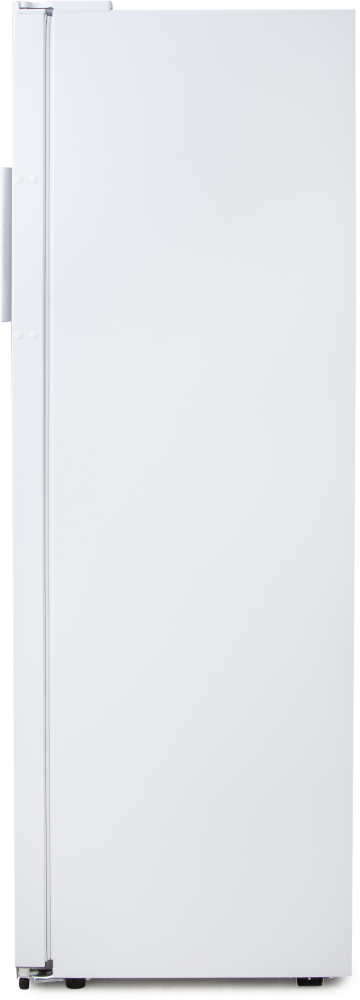 White refrigerator, side view.