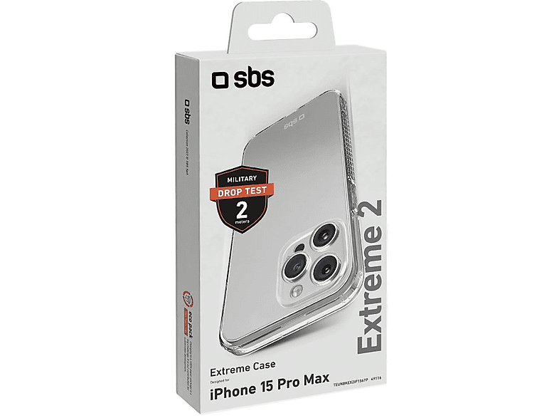 SBS 49116 Extreme 2, Anti Shock Backcover, für Apple iPhone 15 Pro Max, Transparent; Handyhülle — Foto 2 von 2