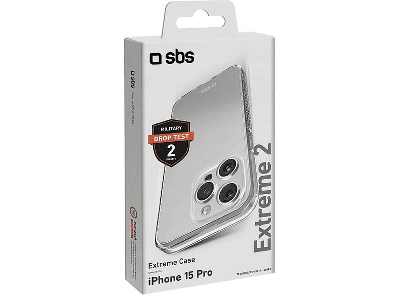 SBS 49093 Extreme 2, Anti Shock Backcover, für Apple iPhone 15 Pro, Transparent; Handyhülle — Foto 2 von 2