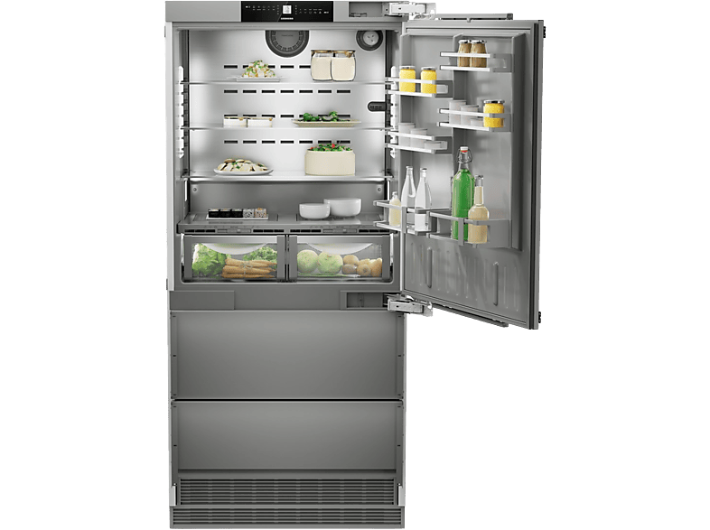 Liebherr ECBNE 8870-20 BioFresh Kühl- und Gefrierkombination, Festtür mit Türanschlag rechts (E, 522 l, 2027 mm hoch, integrierbar, No Frost (verminderte Eisbildung), Silber)