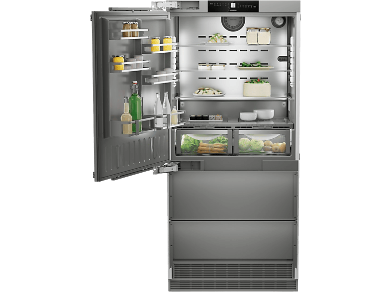 Liebherr ECBNE 8871-20 BioFresh Kühl- und Gefrierkombination, Festtür mit Türanschlag links (E, 522 l, 2027 mm hoch, integrierbar, No Frost (verminderte Eisbildung), Silber)