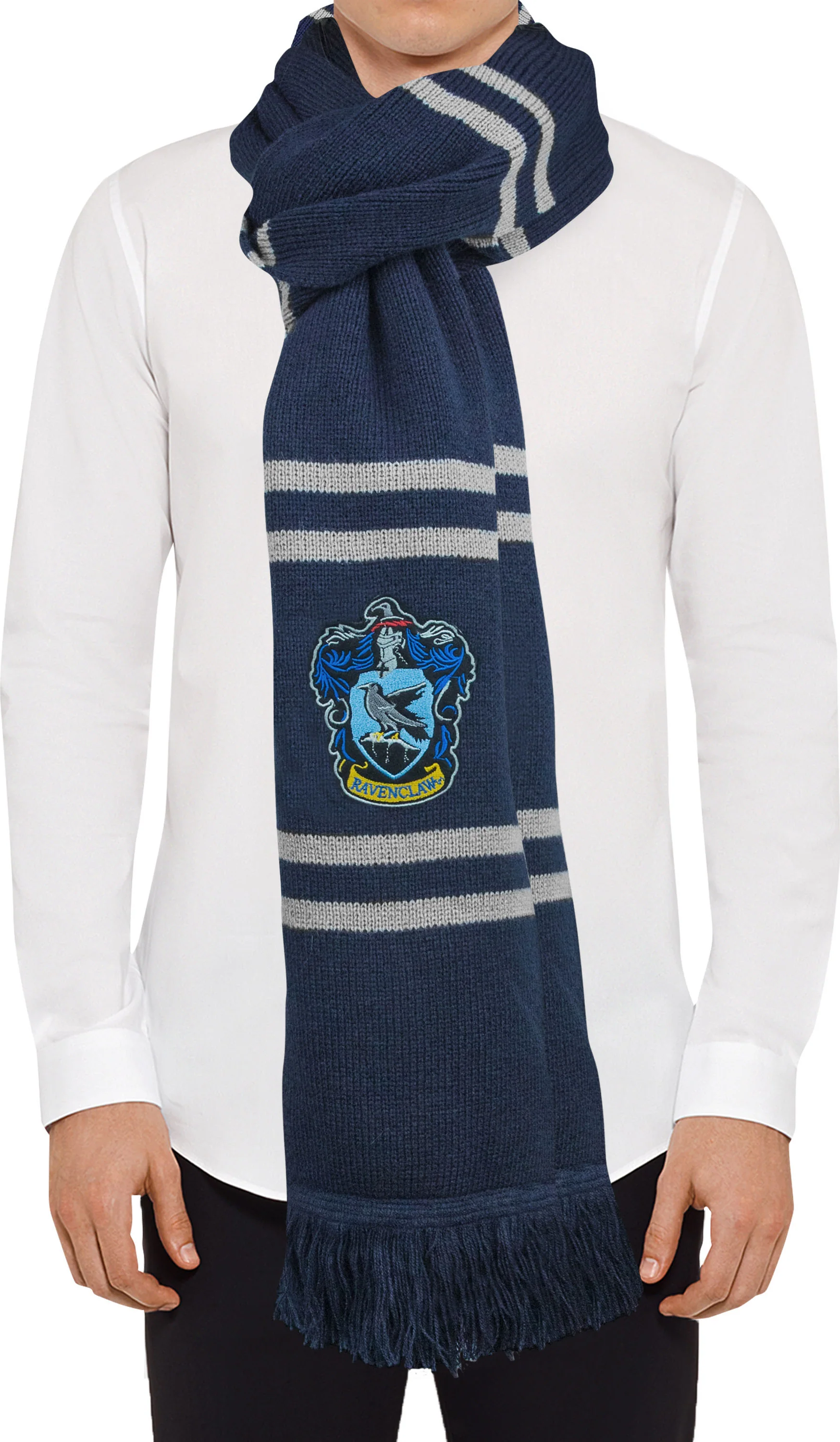 CINEREPLICAS Harry Potter: Deluxe Ravenclaw - Schal (Blau/Grau)