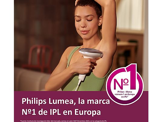 Depiladora IPL - Philips Lumea S7000 BRI923/00, Luz pulsada, 12 meses sin vello, 3 cabezales, cara y cuerpo, 250.000 pulsos, 5 ajustes luz