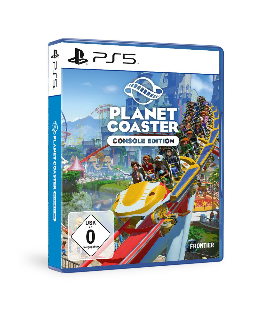 PS5-Spielbox: 'Planet Coaster' mit Achterbahn-Bild.